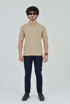 Textured Knitted Polo shirt - Stone color