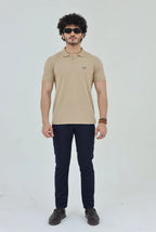 Textured Knitted Polo shirt - Stone color