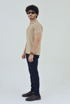 Textured Knitted Polo shirt - Stone color