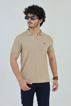 Textured Knitted Polo shirt - Stone color