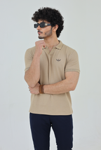 Textured Knitted Polo shirt - Stone color