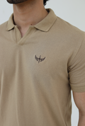 Textured Knitted Polo shirt - Stone color