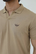 Textured Knitted Polo shirt - Stone color