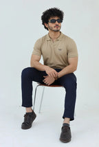Textured Knitted Polo shirt - Stone color