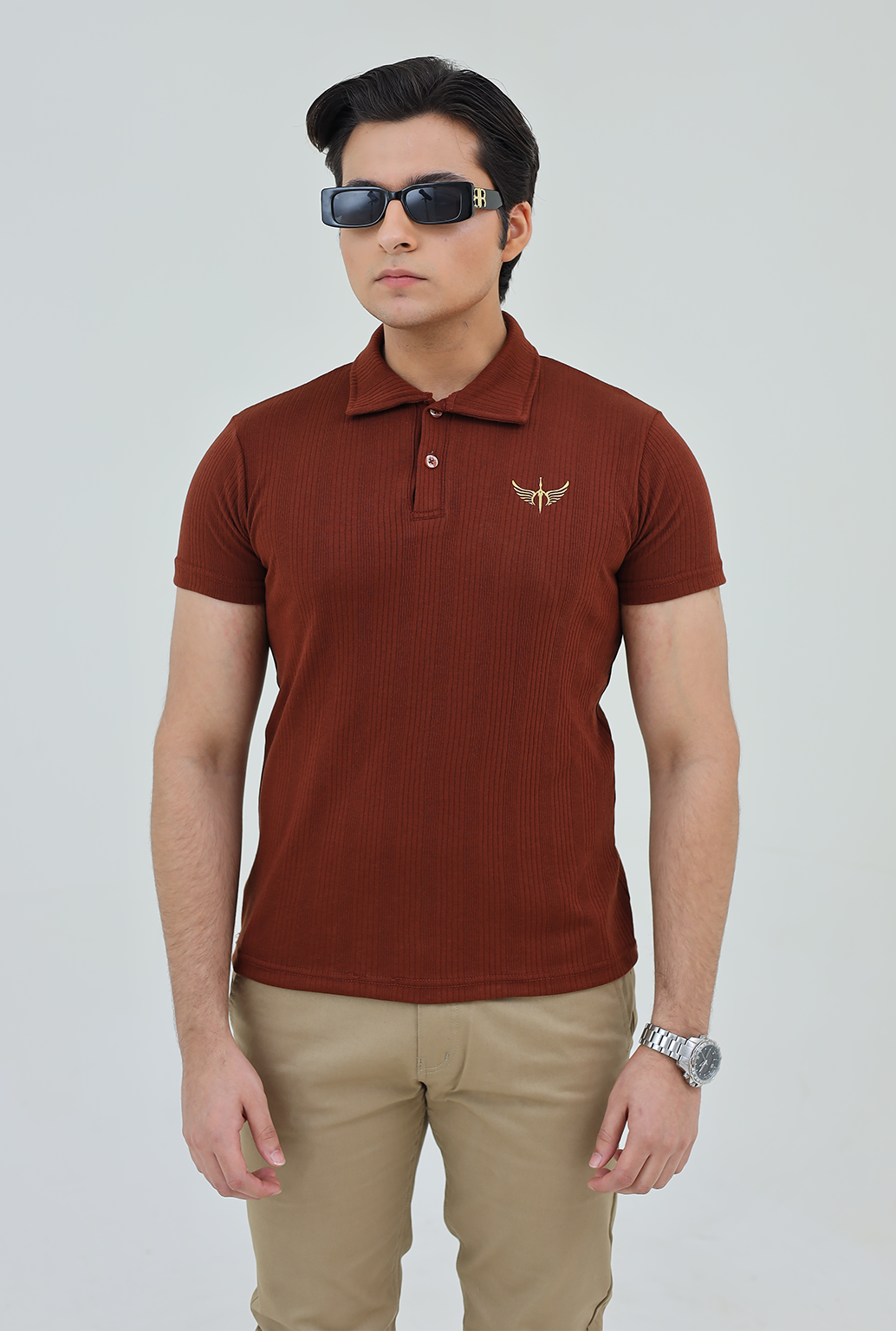 Knitted Polo Shirt - Chocolate Brown