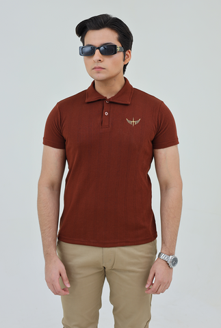 Knitted Polo Shirt - Chocolate Brown