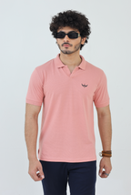 Textured Knitted Polo shirt - Baby Pink