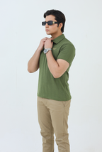 Knitted Polo Shirt - Olive Green