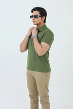 Knitted Polo Shirt - Olive Green