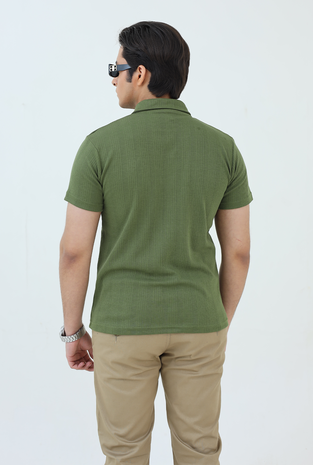 Knitted Polo Shirt - Olive Green