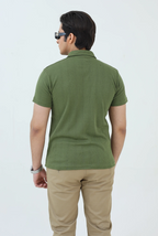 Knitted Polo Shirt - Olive Green