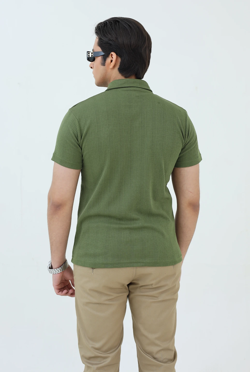 Knitted Polo Shirt - Olive Green