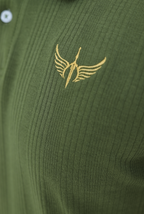 Knitted Polo Shirt - Olive Green