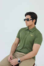 Knitted Polo Shirt - Olive Green