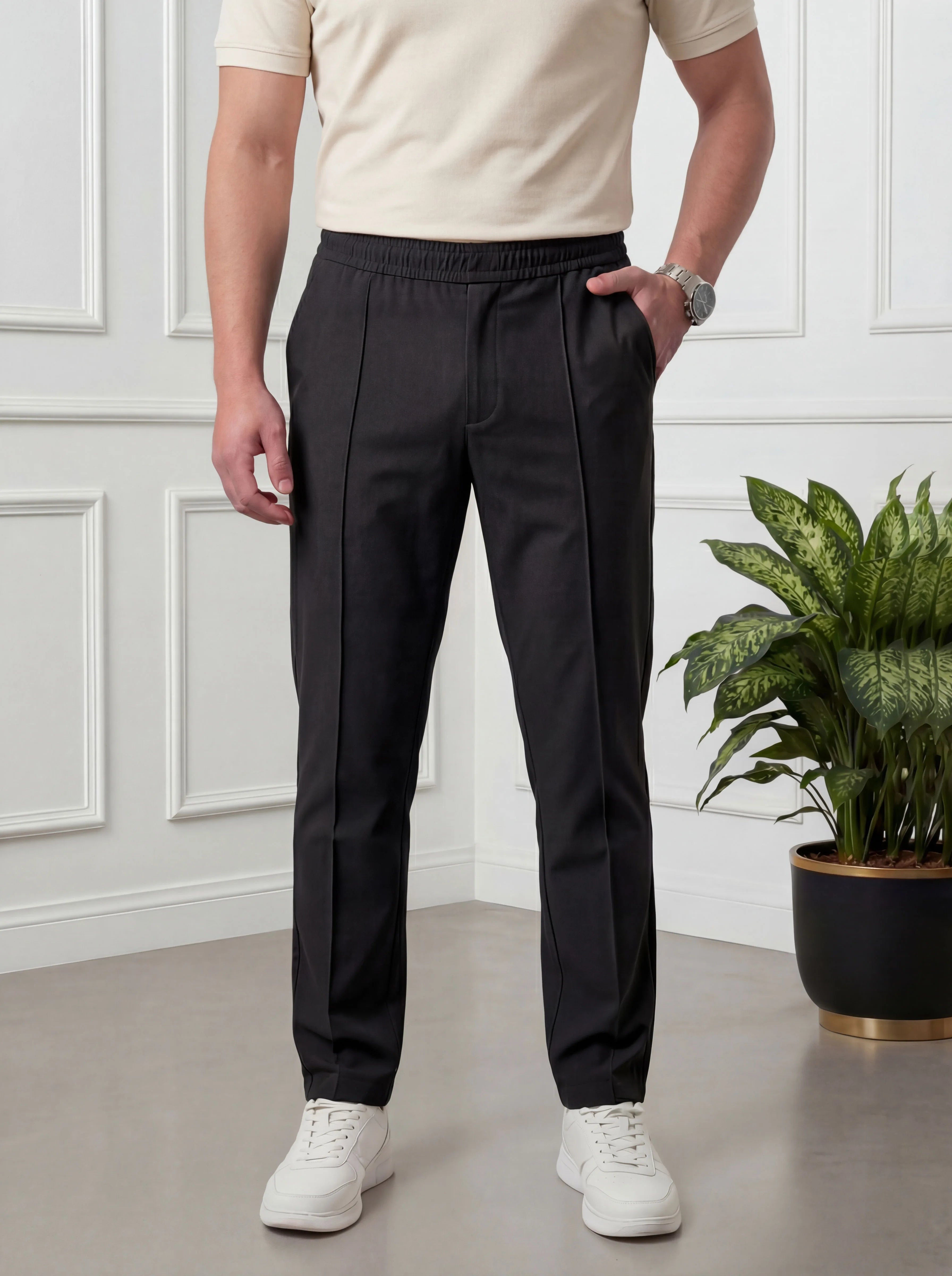 Straight Fit Trouser Pant - Black