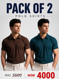 Pack Of 2 Ribbed Polo shirts (Brown + Zinc)