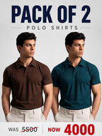 Pack Of 2 Ribbed Polo shirts (Brown + Zinc)