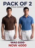 Pack Of 2 Ribbed Polo shirts (Brown + Sky Blue)