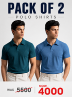 Pack Of 2 Ribbed Polo shirts (Sky Blue + Zinc)