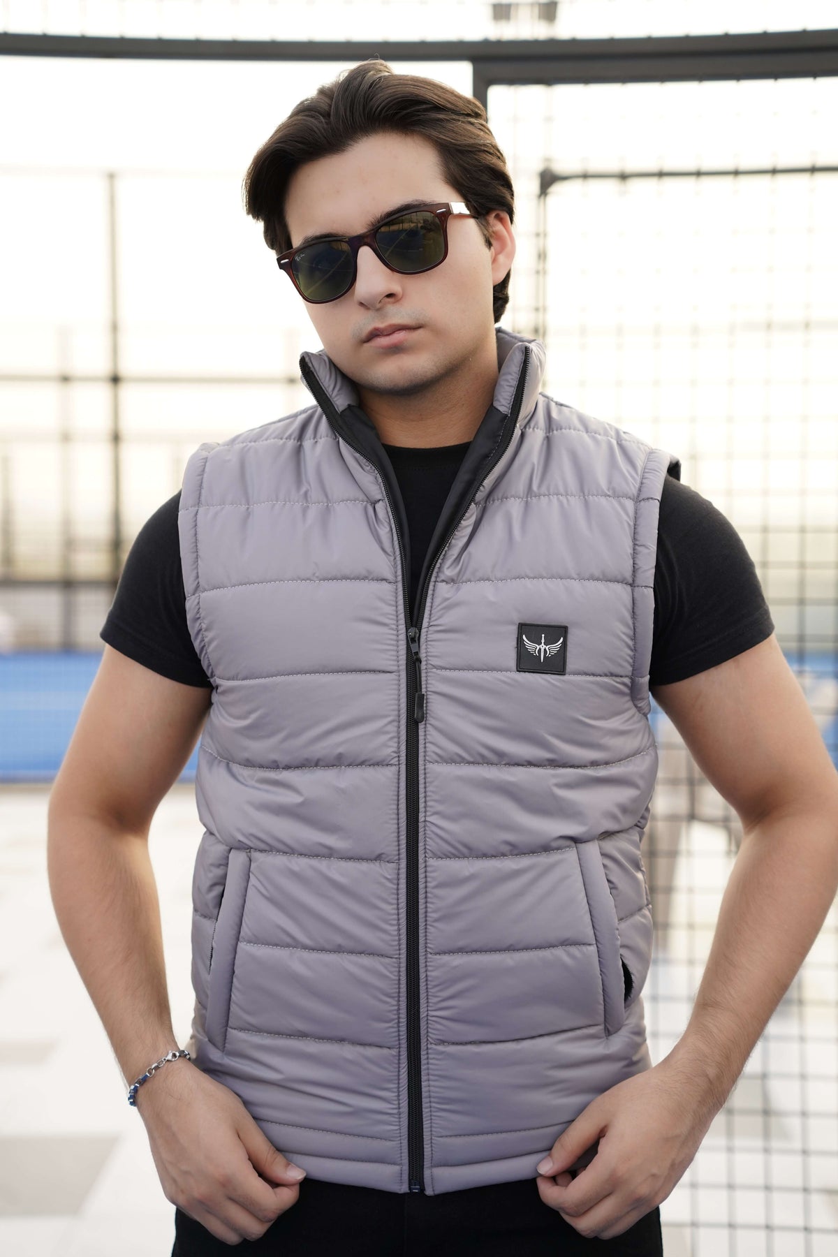 Premium Sleeveless Puffer - Light Grey