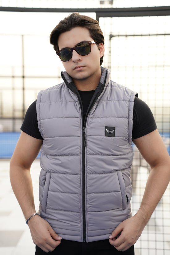 Premium Sleeveless Puffer - Light Grey