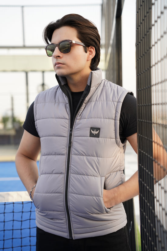 Premium Sleeveless Puffer - Light Grey