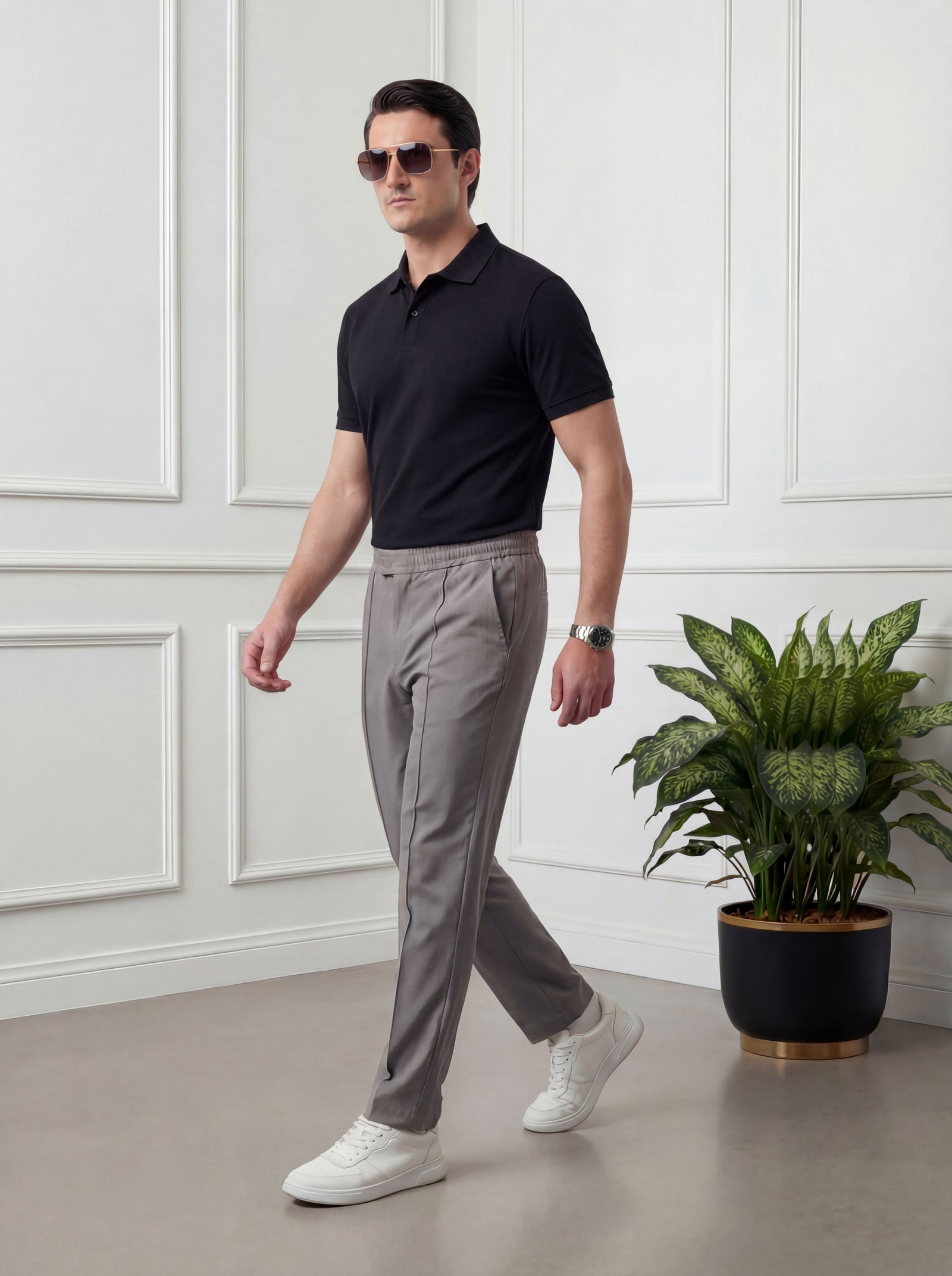 Straight Fit Trouser Pant - Silver Grey