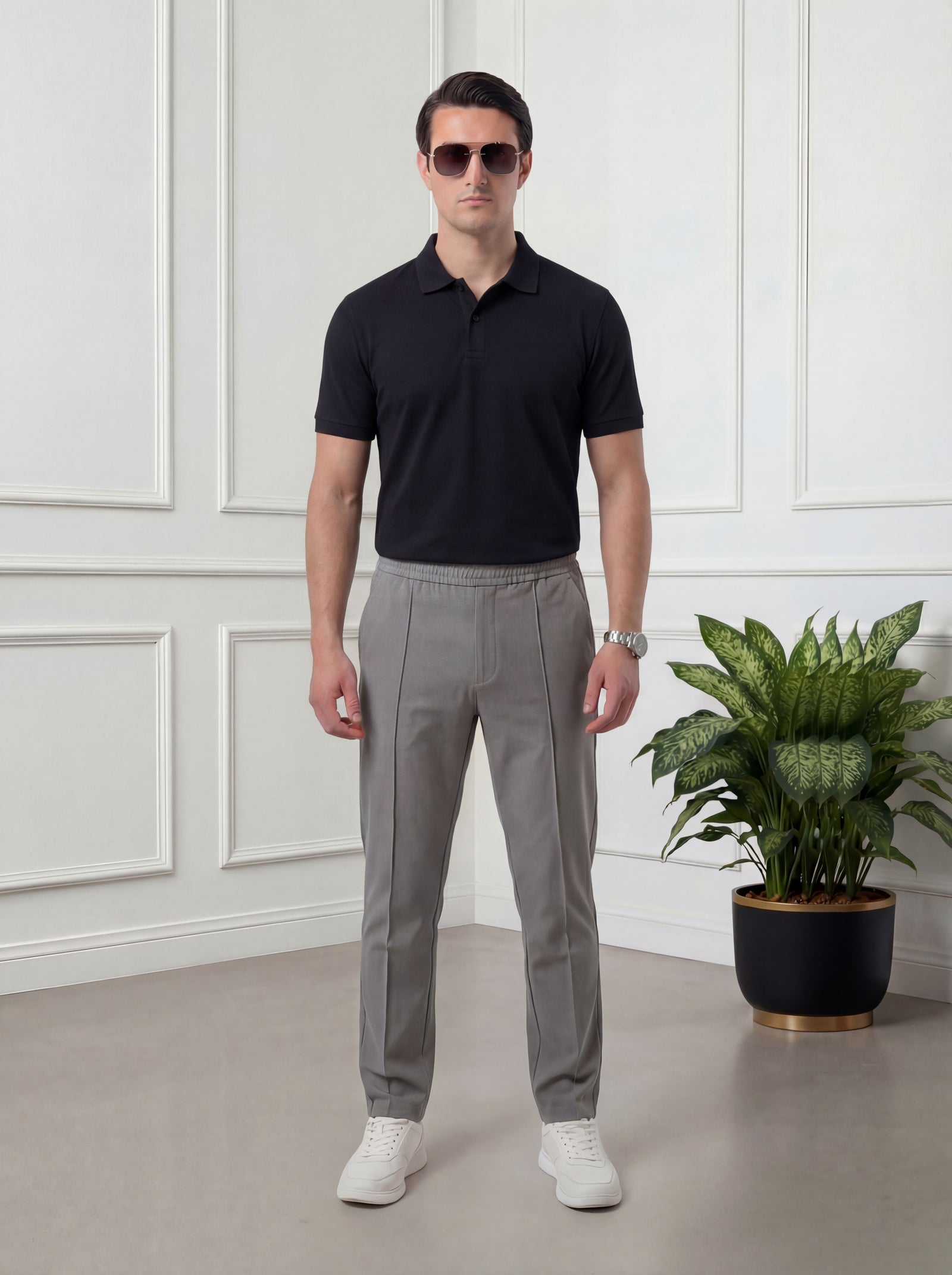 Straight Fit Trouser Pant - Silver Grey
