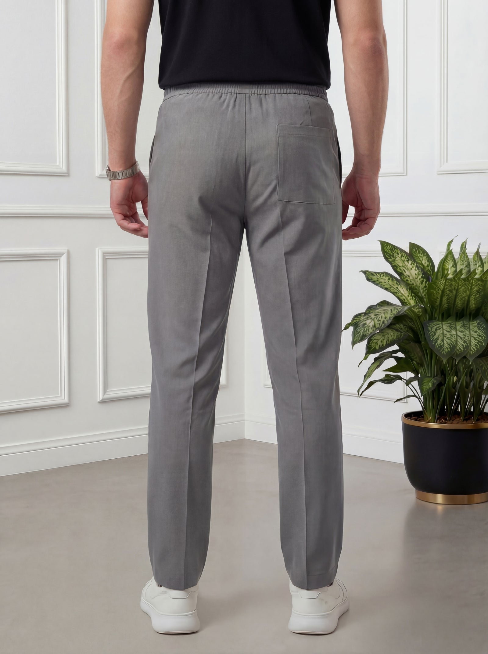 Straight Fit Trouser Pant - Silver Grey