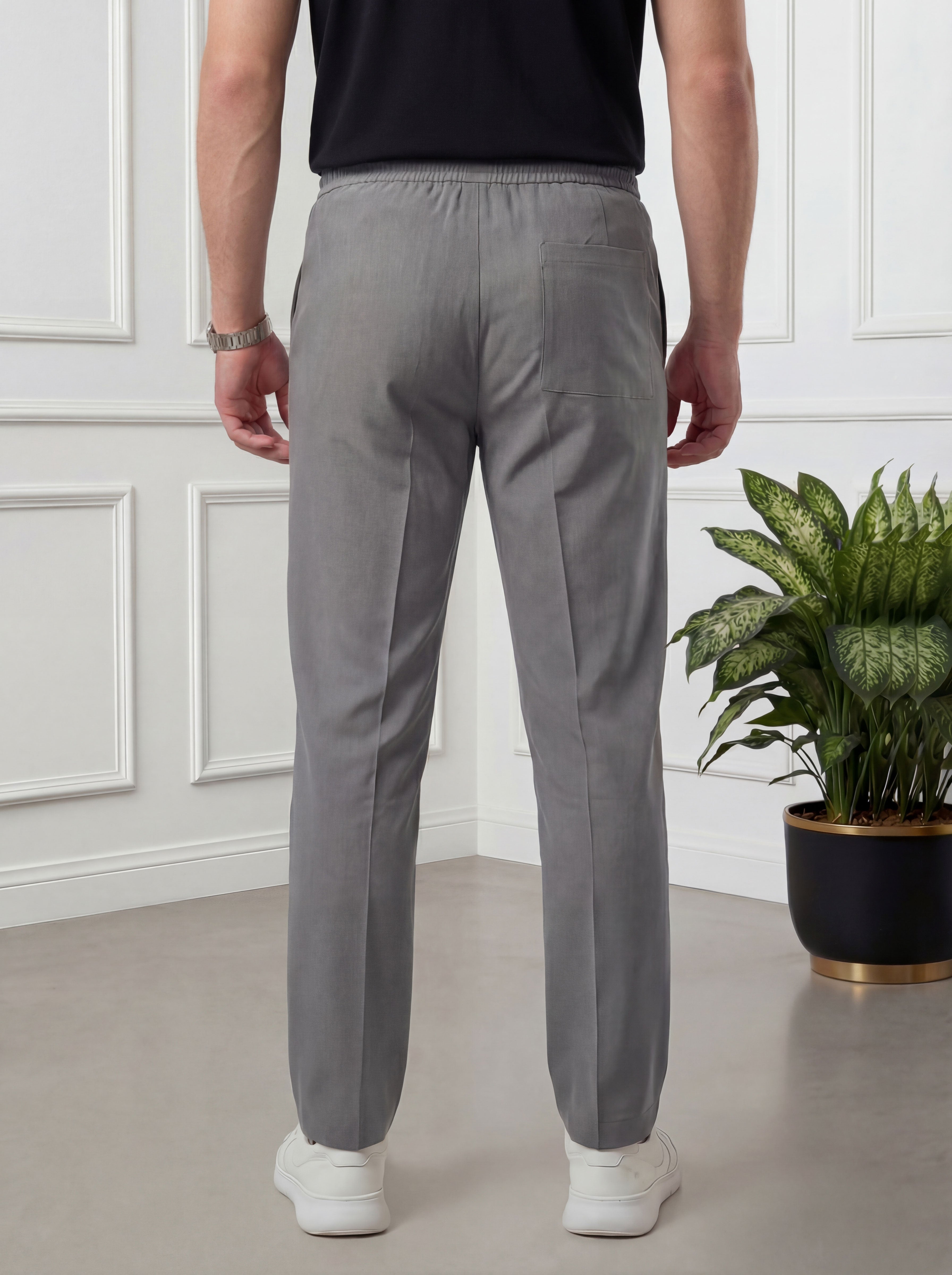 Straight Fit Trouser Pant - Silver Grey