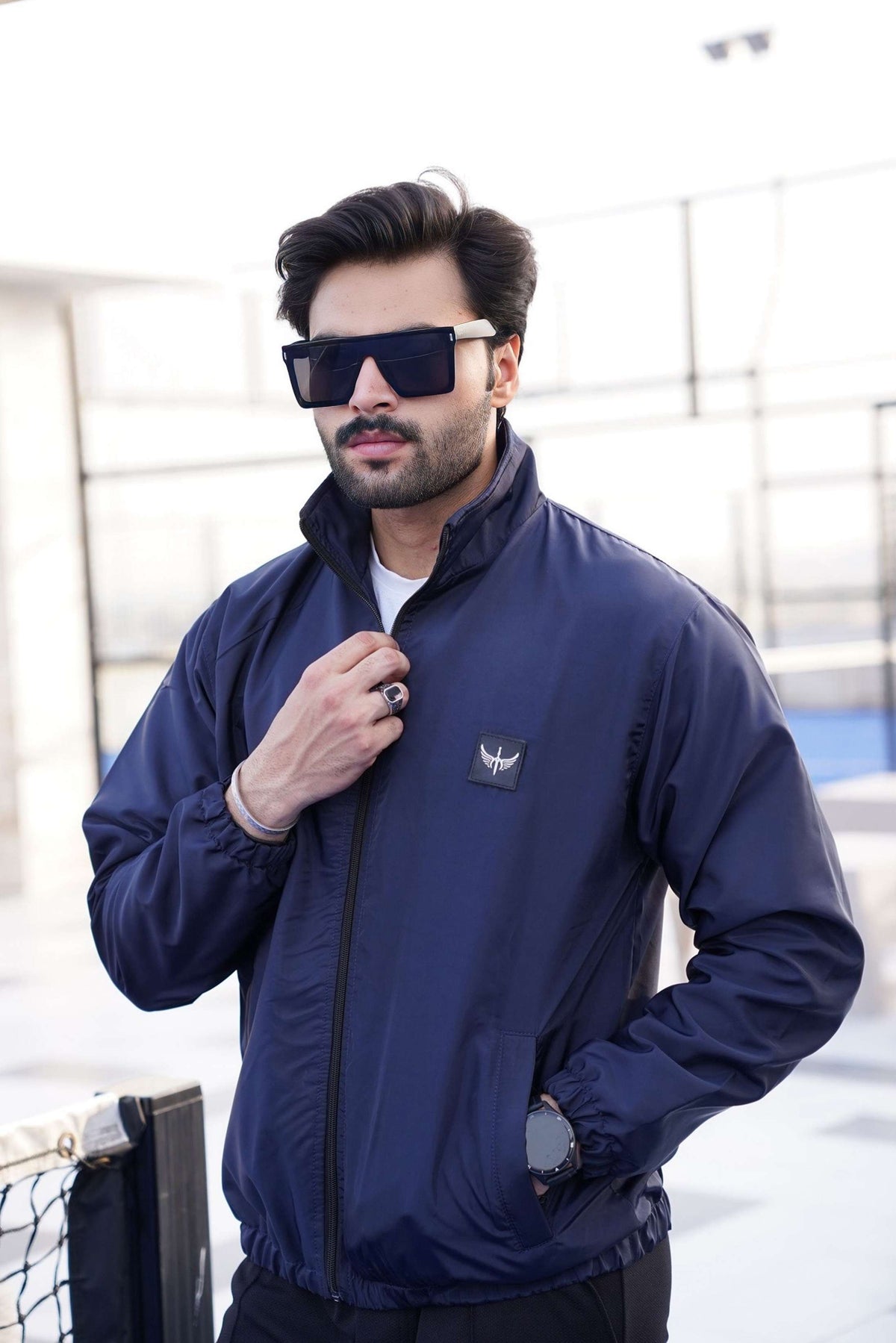 Waterproof Windbreaker Jacket - Navy Blue