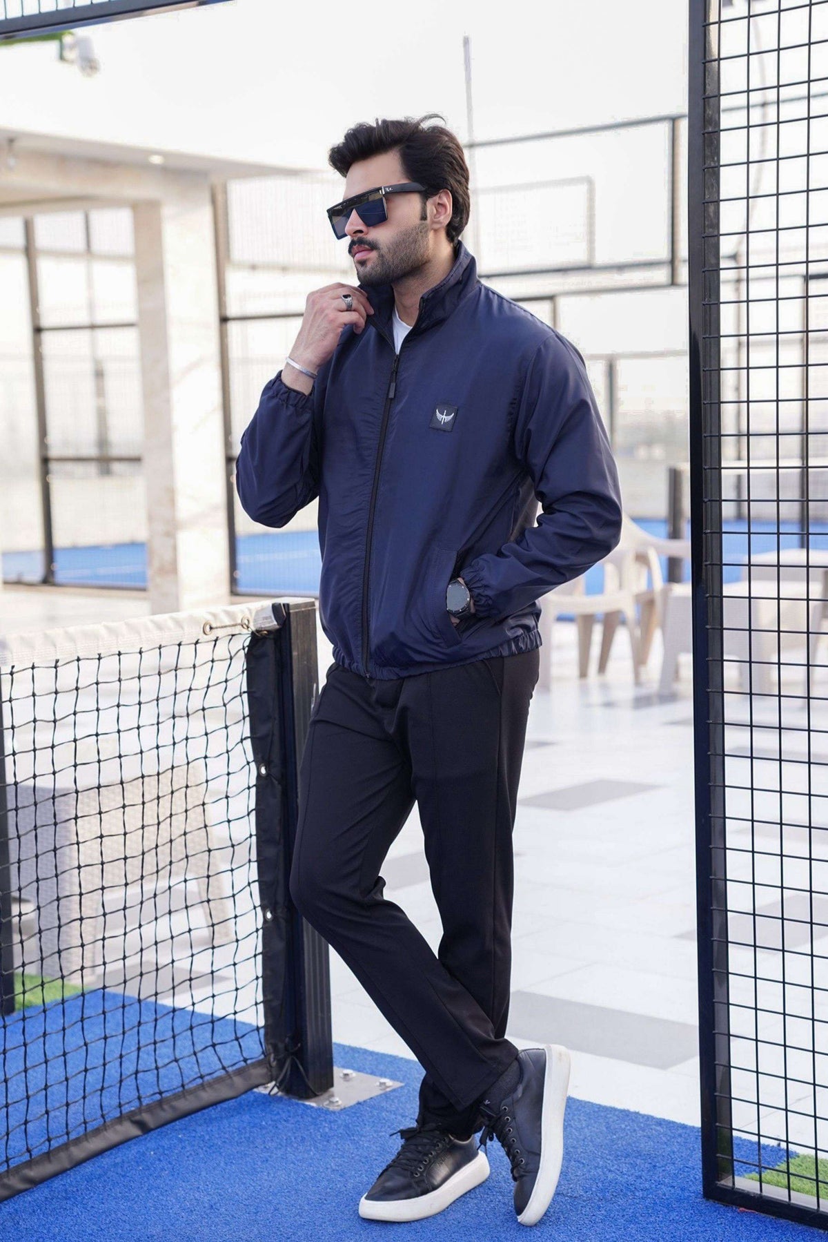 Waterproof Windbreaker Jacket - Navy Blue