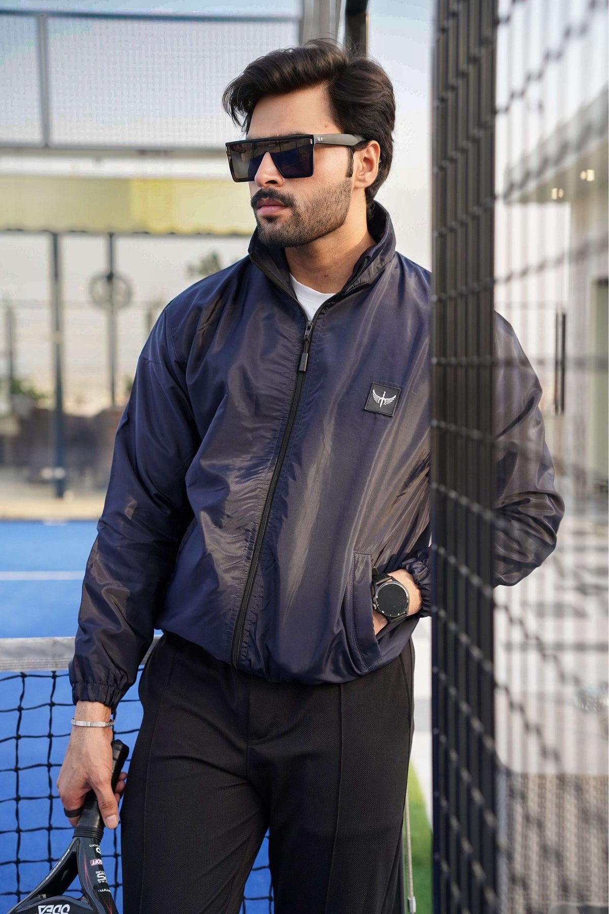 Waterproof Windbreaker Jacket - Navy Blue