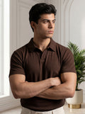 Premium Ribbed Cotton Polo - Chocolate brown