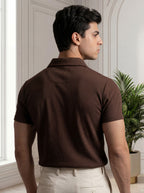 Premium Ribbed Cotton Polo - Chocolate brown