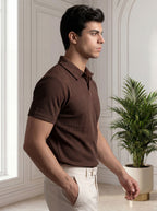 Premium Ribbed Cotton Polo - Chocolate brown
