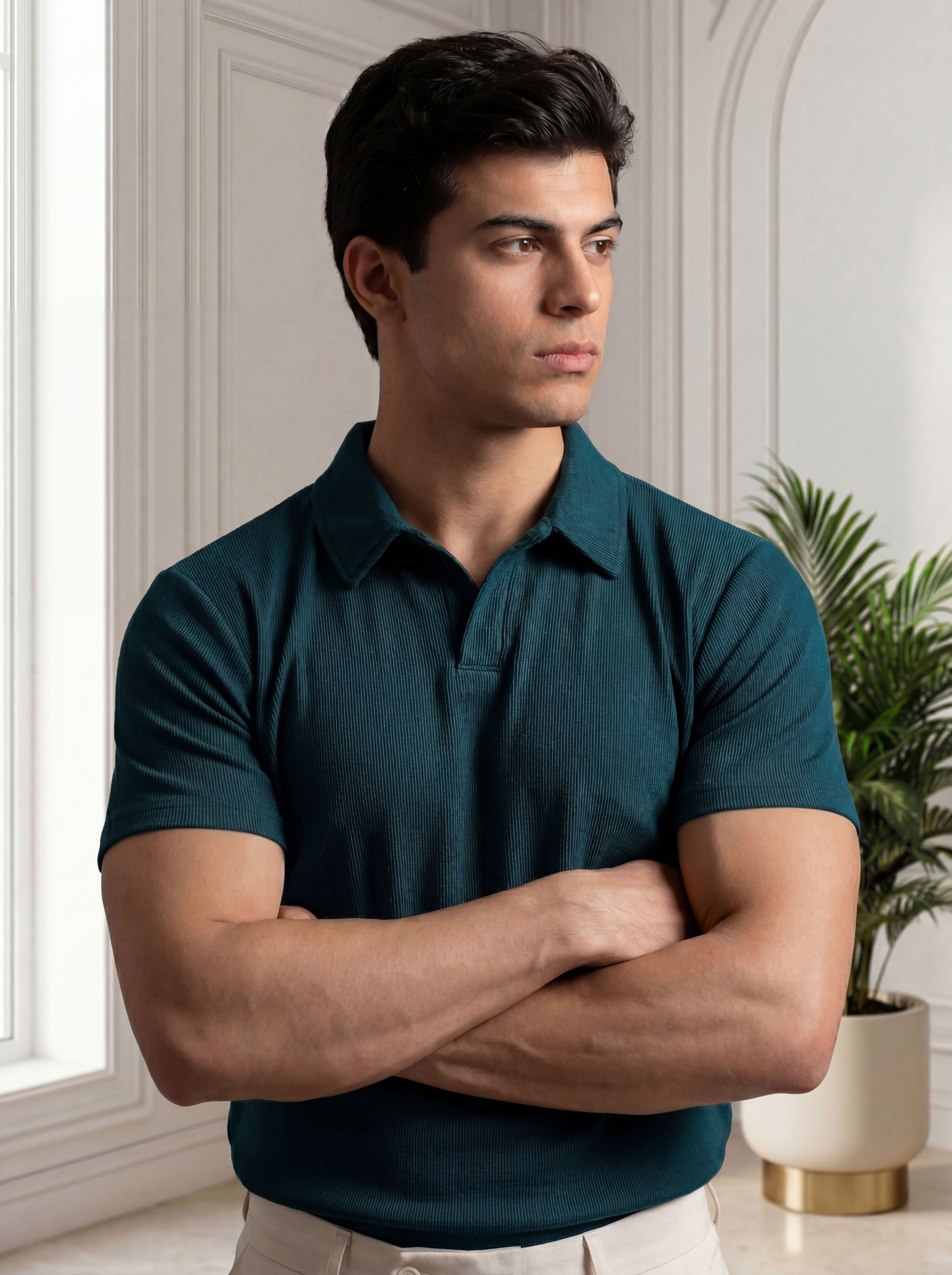 Premium Ribbed Cotton Polo - ZINC