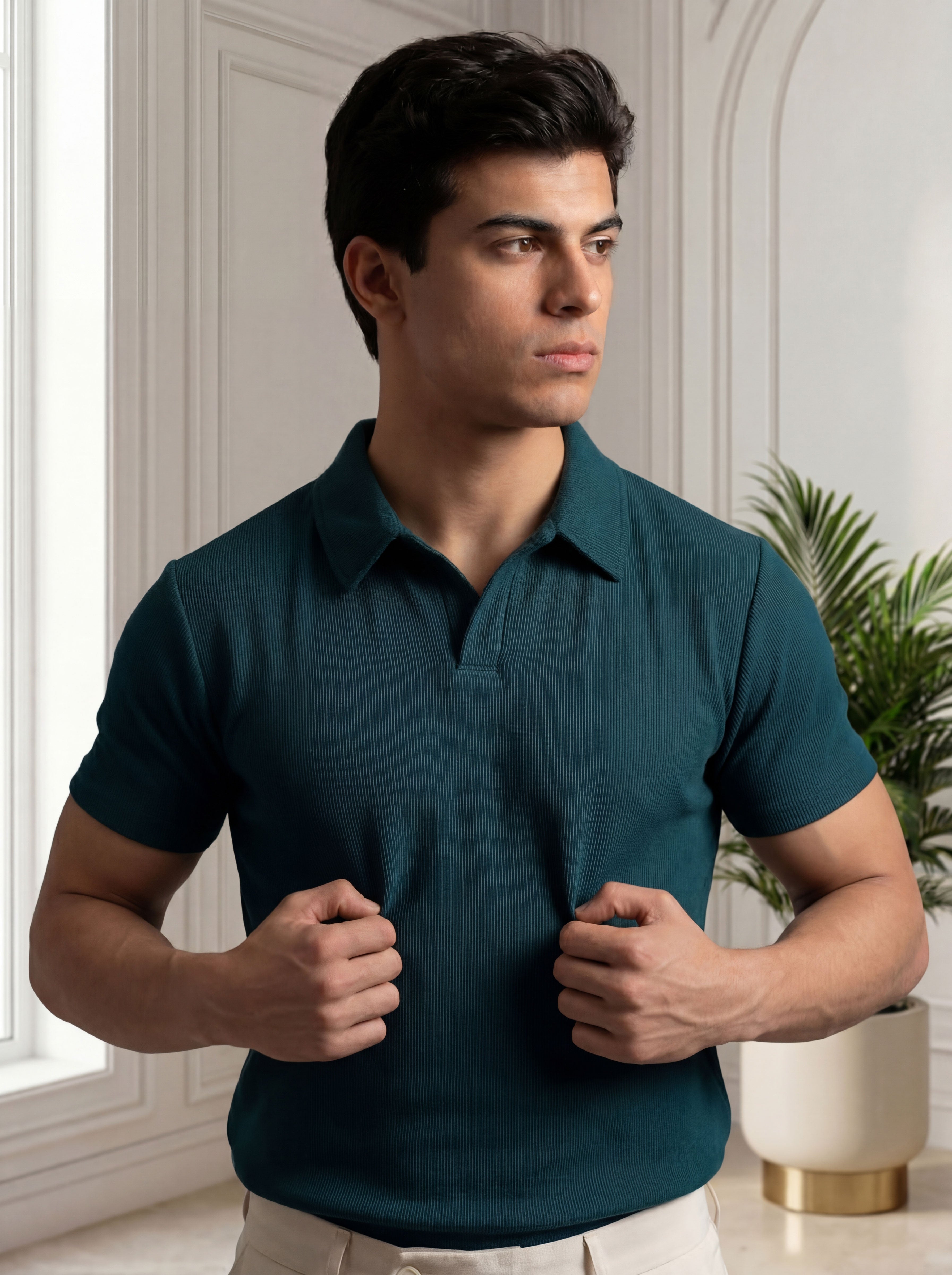 Premium Ribbed Cotton Polo - ZINC