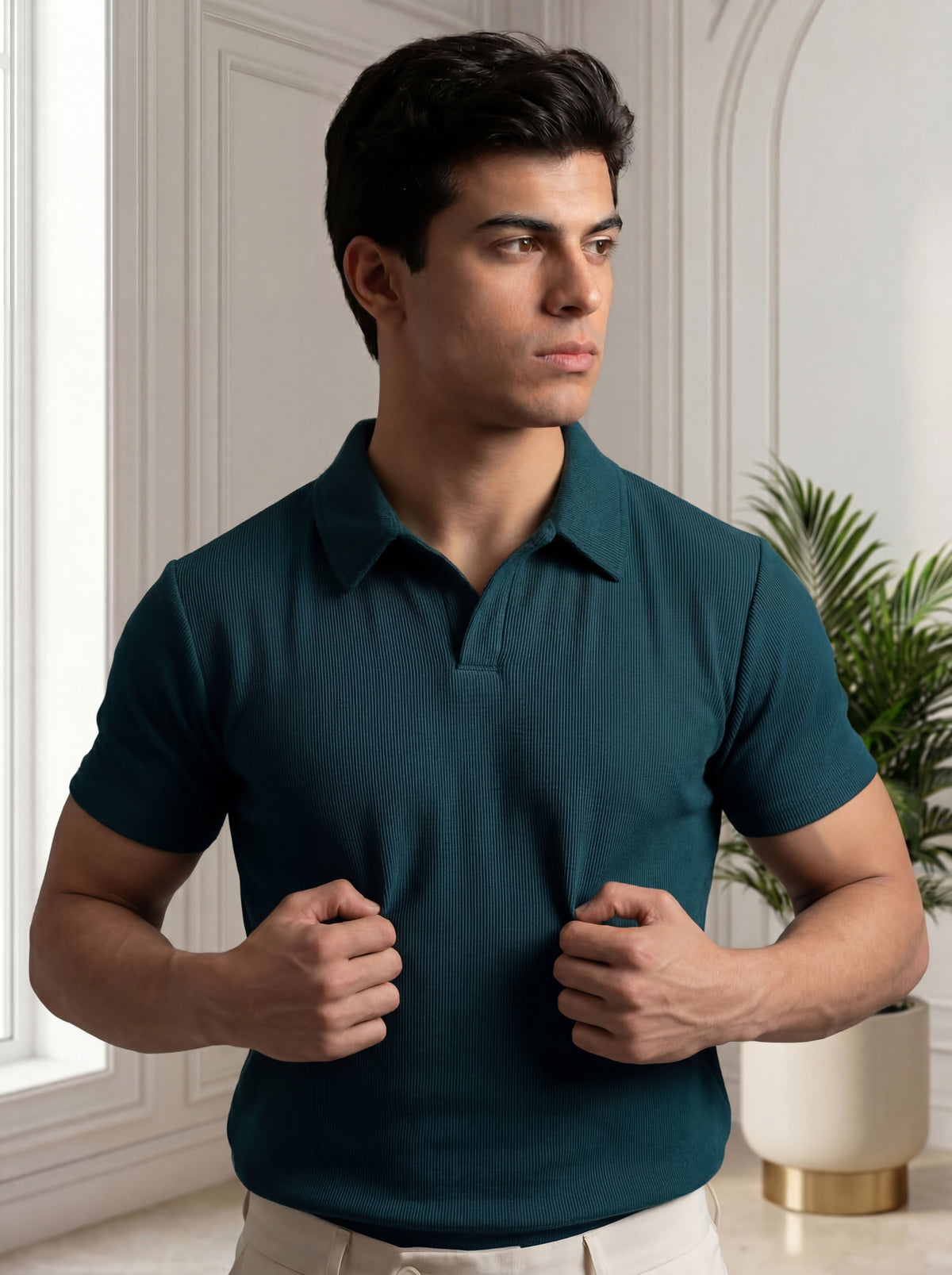 Premium Ribbed Cotton Polo - ZINC