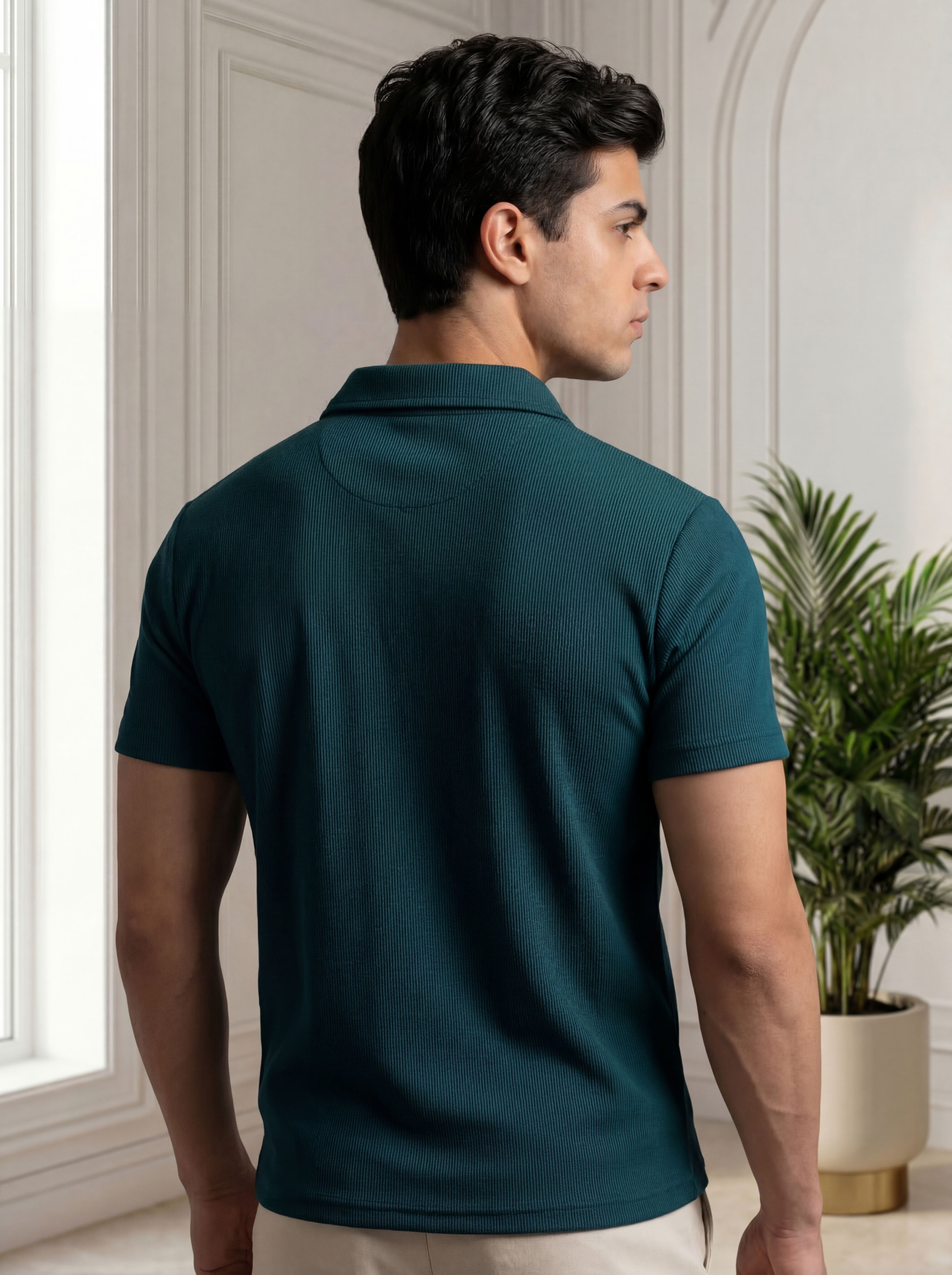 Premium Ribbed Cotton Polo - ZINC