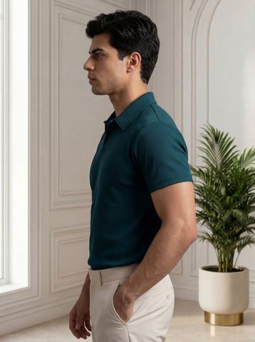 Premium Ribbed Cotton Polo - ZINC