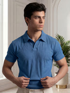 Premium Ribbed Cotton Polo - SKY BLUE
